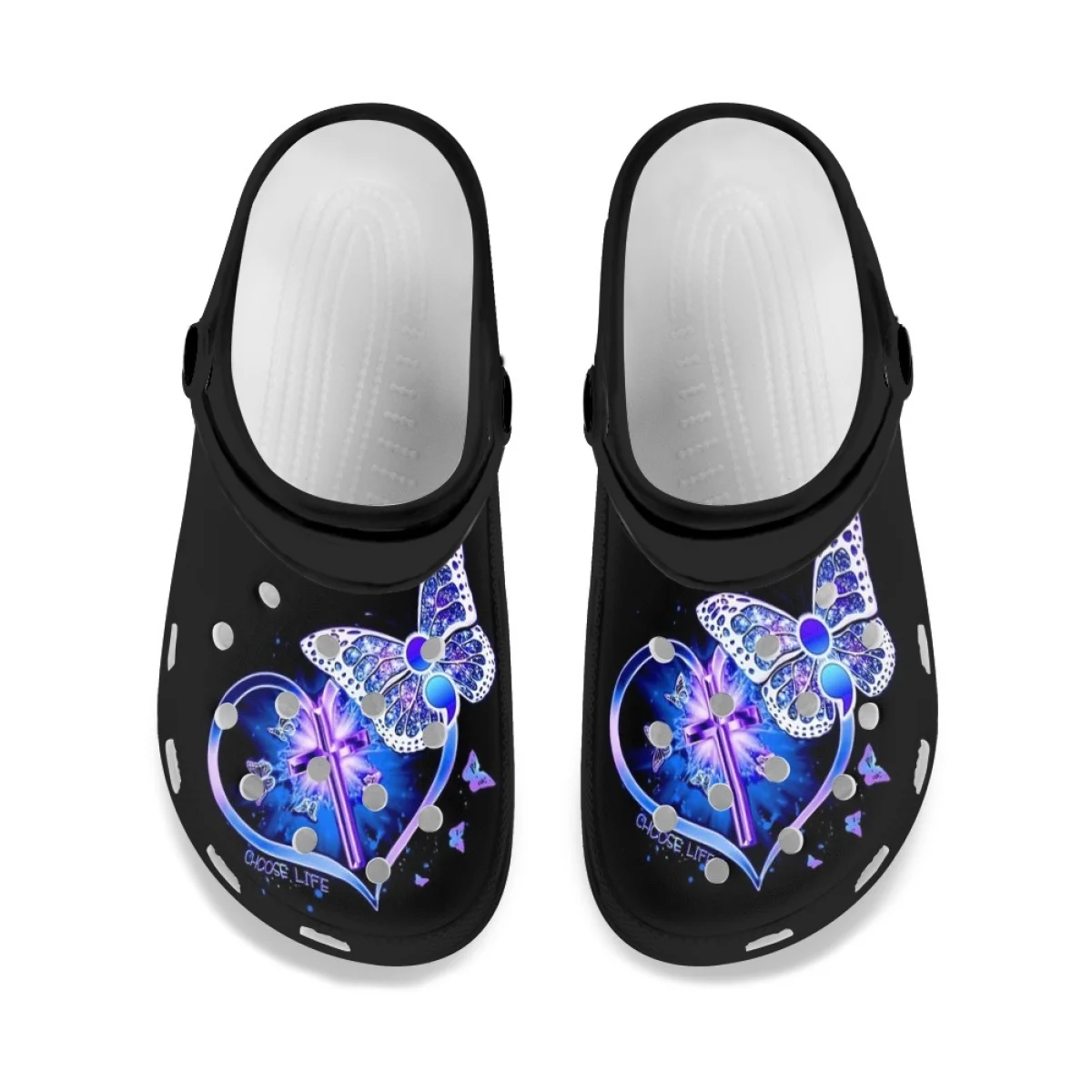Purple Butterfly Rose Brand Design Ladies Fashion Sandals Breathable Non-slip Casual Walking Shoes Indoor Outdoor Hole Slippers