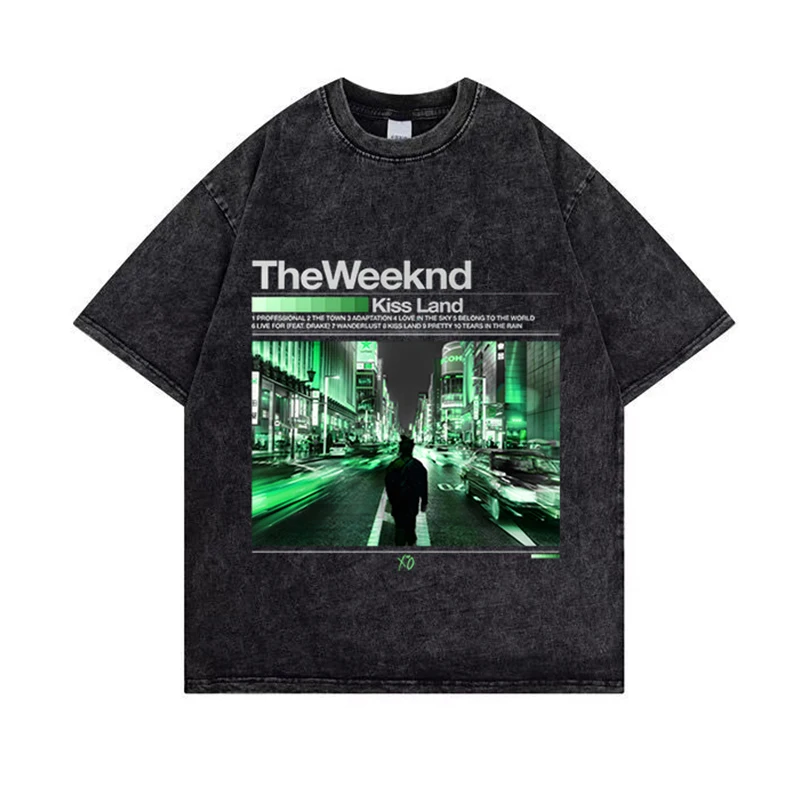 

Футболка Weeknd Rapper мужская с графическим принтом, хлопковая промытая рубашка, Топ оверсайз в стиле унисекс, в эстетике