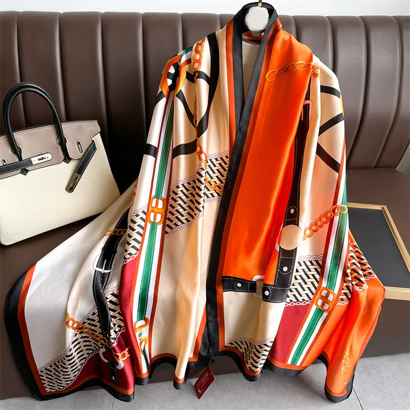 Элегантный Женский Мягкий Шарф Большого Размера 180*90 См BANDANA Шелковая Шаль С