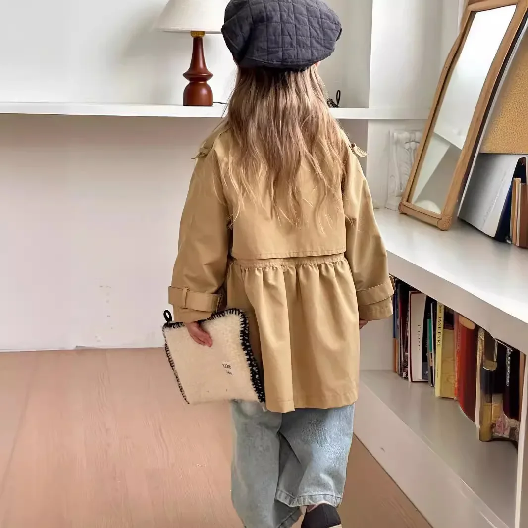 Тренч для девочек модное ощущение новинка однотонное Свободное пальто средней