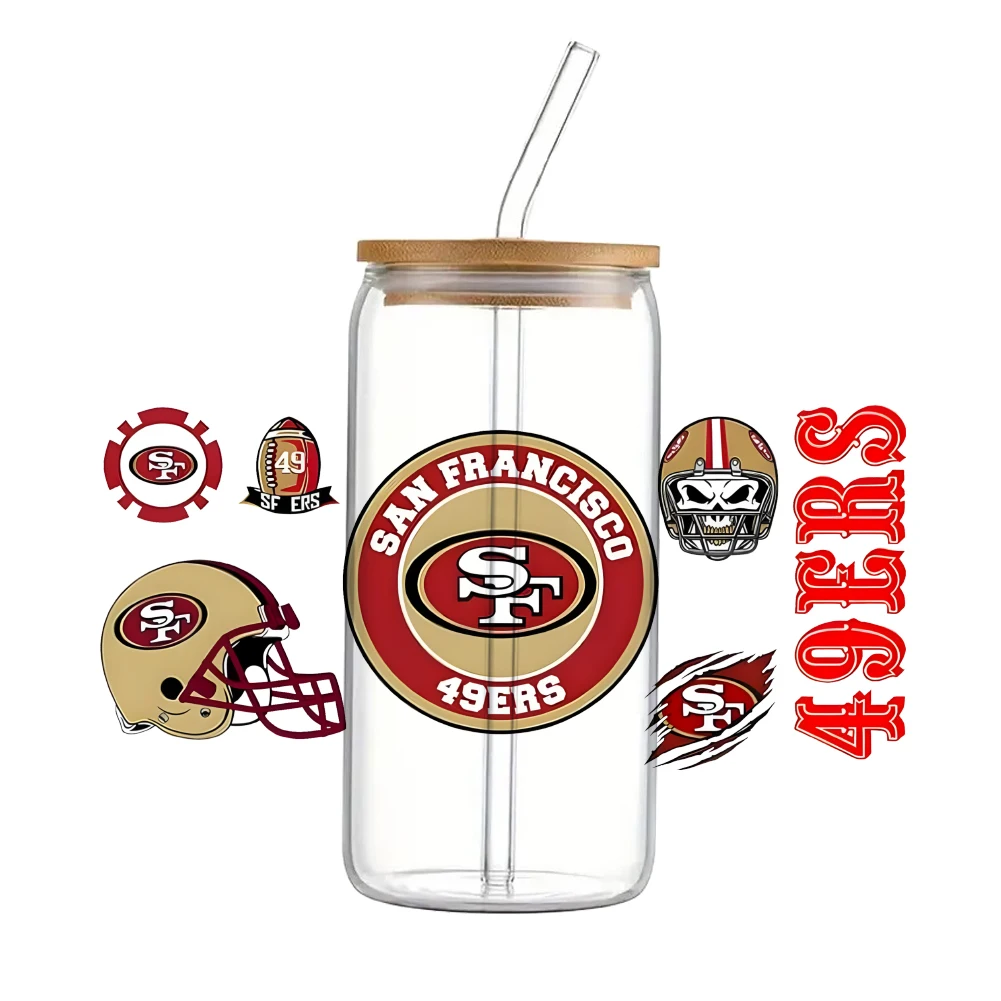 Для регби спортивных футбол Мода l для Libbey 16oz Can Glass 3D водонепроницаемый UV DTF кофе