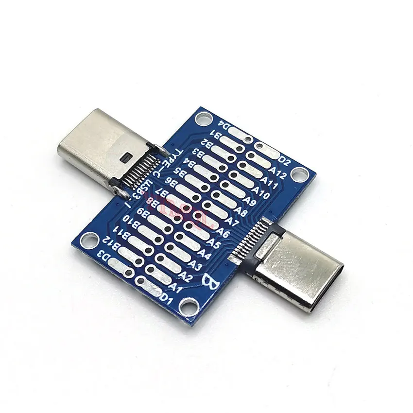 

1 шт. тестовая печатная плата типа C папа-Мама, универсальная плата с USB 3.1 тестовая плата порта с контактами 14P * 2, соединитель пластины адаптера