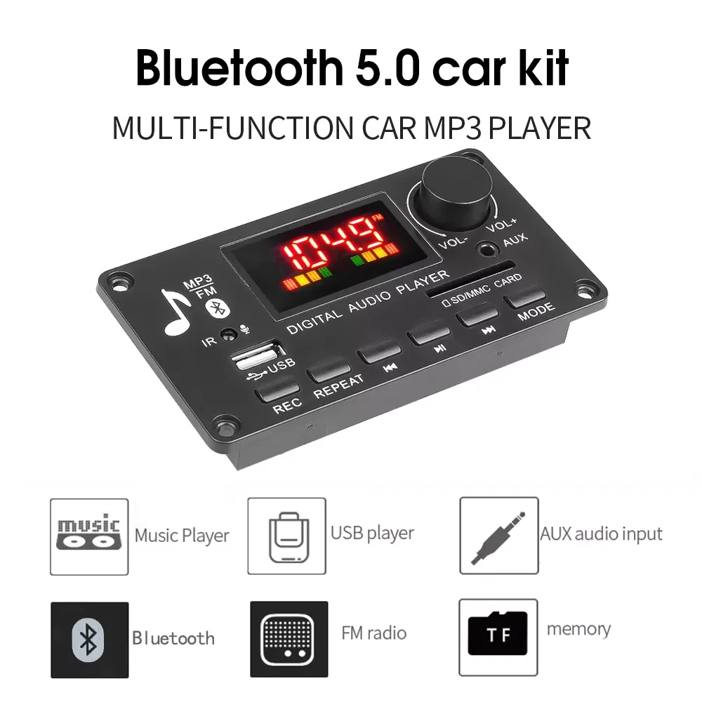 

Kebidu Wireless Bluetooth 5.0 MP3 Decoding Board Module Car USB MP3 Player TF Card Slot USB FM Remote Decoding Board Module