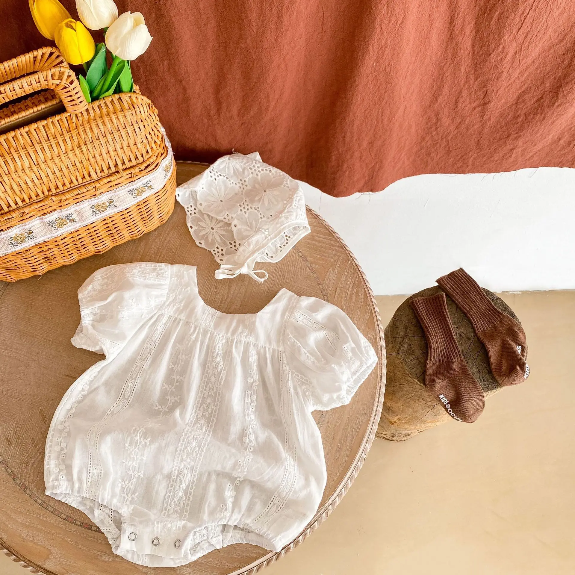 

Newborn Baby Girls Jumpsuit Lace Stripe Toddler Baby Girl Cotton Fashion Romper 2022 New Summer Infant Casual Clothes