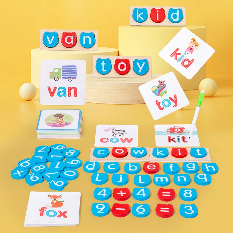 Деревянные письменные игры для текста CVC. Математические операции 2 в 1 и