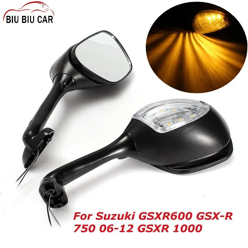 

1Pair Motorcycle LED Turn Signal Rear View Mirror For Suzuki GSXR 600 GSXR 750 2006 2007 2008 2009 2010-2012 GSXR 1000 2005-2008