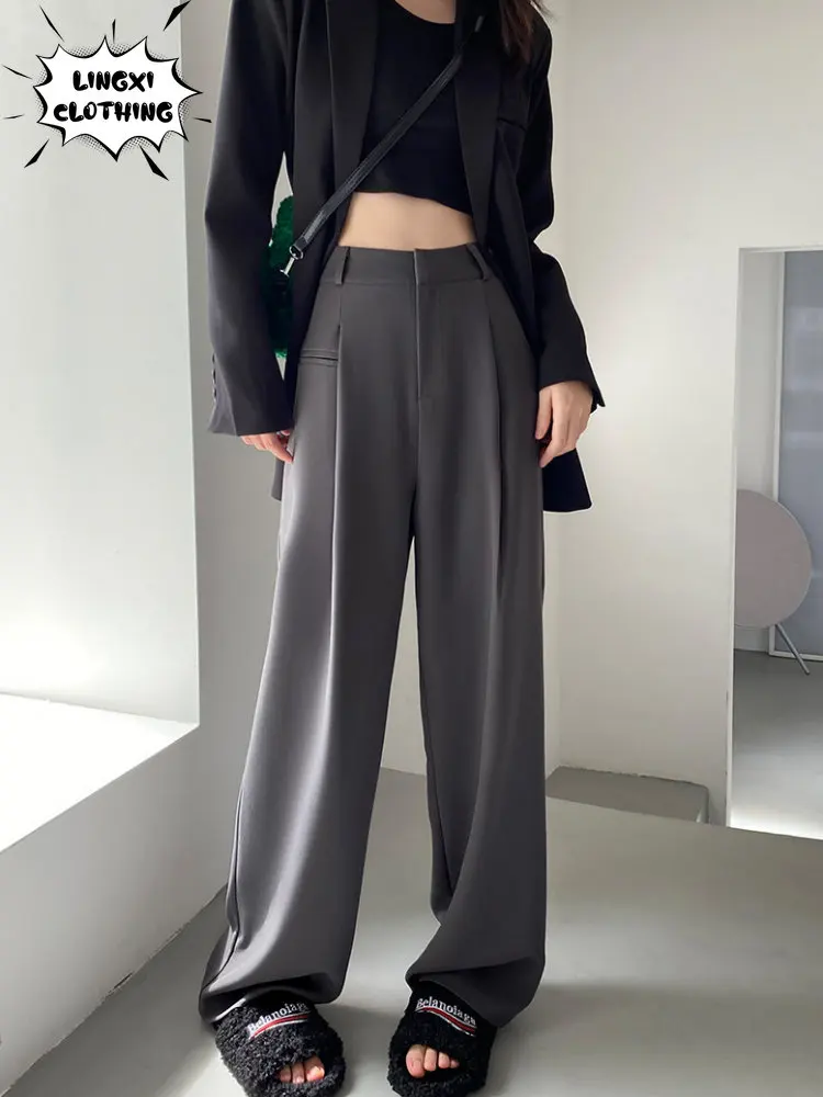 Trend 2023 Wide Leg Pants Women's High Waist Straight Suit Pants Korean Style Classic Loose Office Women's Pants At Low Landing