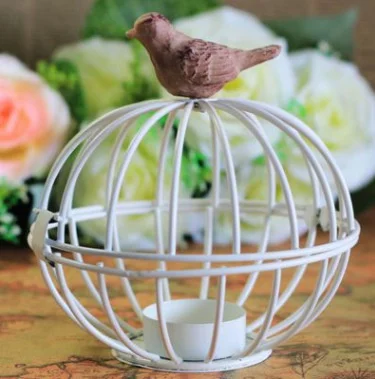 

Creative Desktop bird cage Candlestick table decoration cake rack Bird Iron Candlestick ornaments