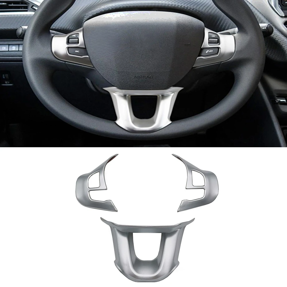 

Для Peugeot 2008 208 GTI 2014 - 2018 автомобильный Стайлинг 3 шт. хромированная декоративная крышка рулевого колеса Кнопка отделки наклейка матовое сереб...