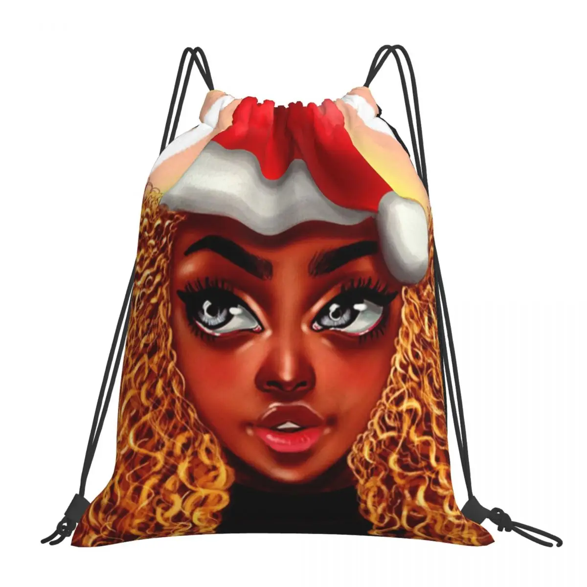 

Black Girl Backpacks Multi-function Portable Drawstring Bags Drawstring Bundle Pocket Storage Bag Book Bags For Travel School