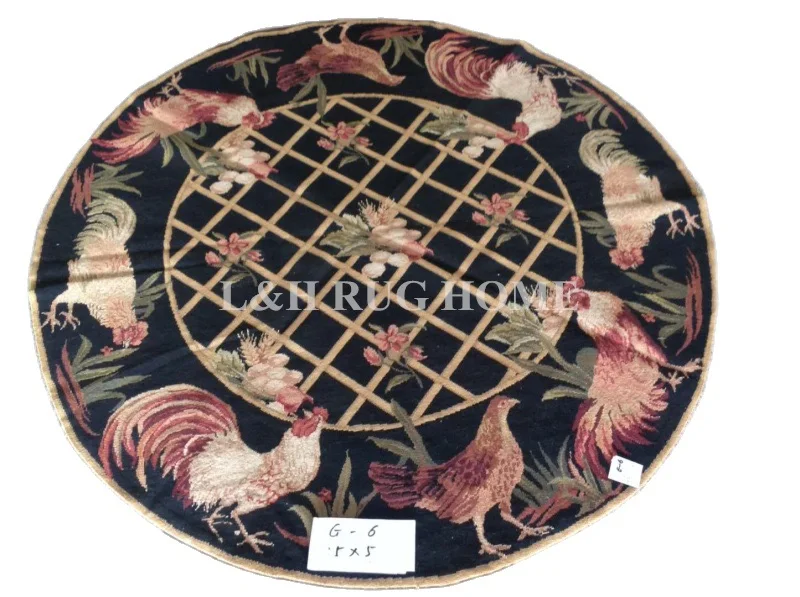 

Free shipping 5'x5' Round Handmade Rug 100% Wool handmade Needlepoint Area Rug Dia 150cm Four Designs