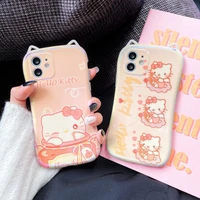 bandai cute cartoon hello kitty silicone phone case for iphone 11 12 13 pro xs max x xr cover