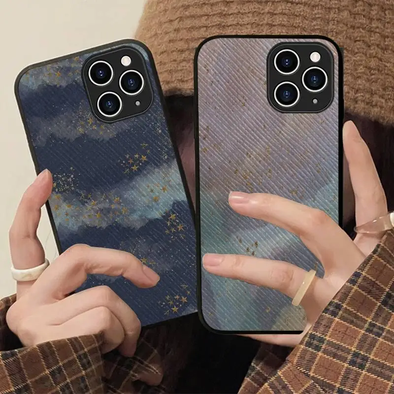 

Watercolor Square Phone Case Hard Leather Case for iPhone 11 12 13 Mini Pro Max 8 7 Plus SE 2020 X XR XS Coque