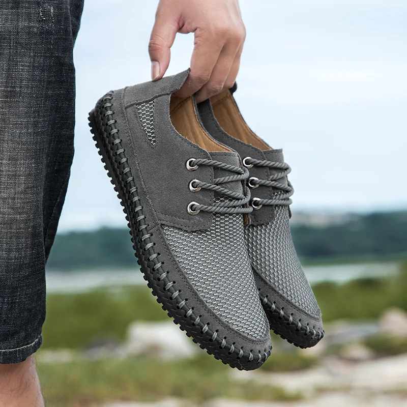 2022 New Fashion Men's Casual Shoes Outdoor Trainers Hand-Stitched Retro Walking Shoes Lightweight Mesh Upper Shoe Size 38-48