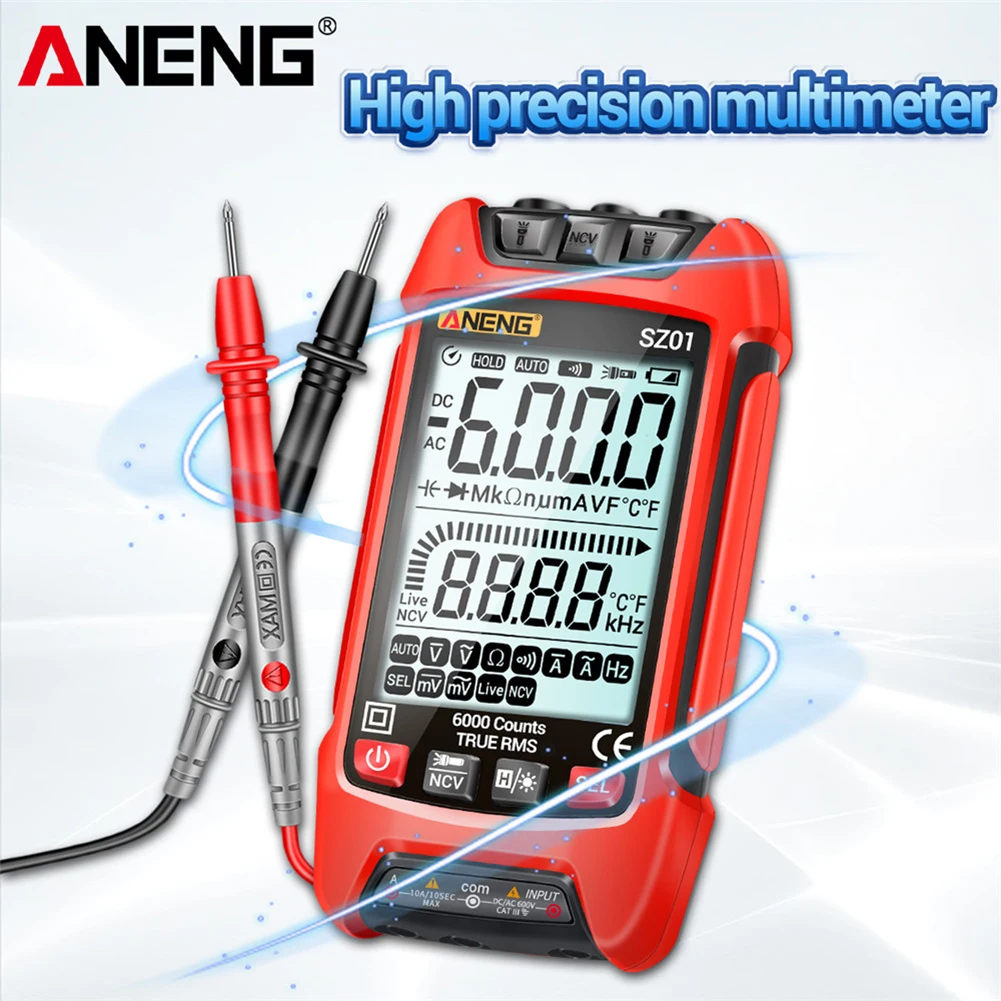 

ANENG SZ01 Digital Multimeter with LED Light 6000 Counts DC AC Current True RMS Handheld Smart Digital Multimeter High Precision