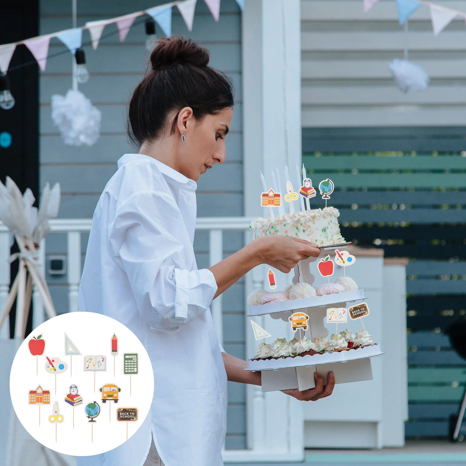 

Школьный Топпер для вечевечерние, товары для кексов, украшение для детей, десерт для пикника в классе, украшение для дня, первичные пиксеры