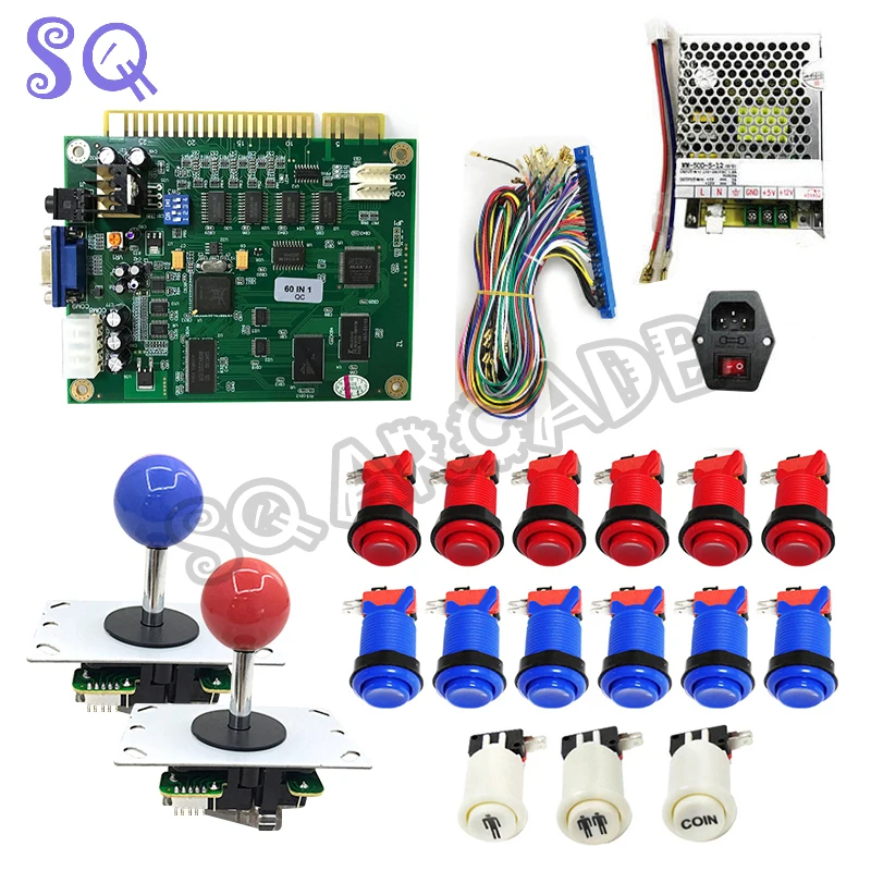 Arcade 60 in 1 Multi Game PCB Board Cocktail Cabinet Diy Kit Multigame Jamma Board Classical Happ buttons For Table Top Machine