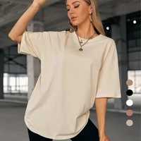 womens t shirt solid basic tops 2021 summer short sleeve round neck loose t shirts high quality tees oversized t shirt women