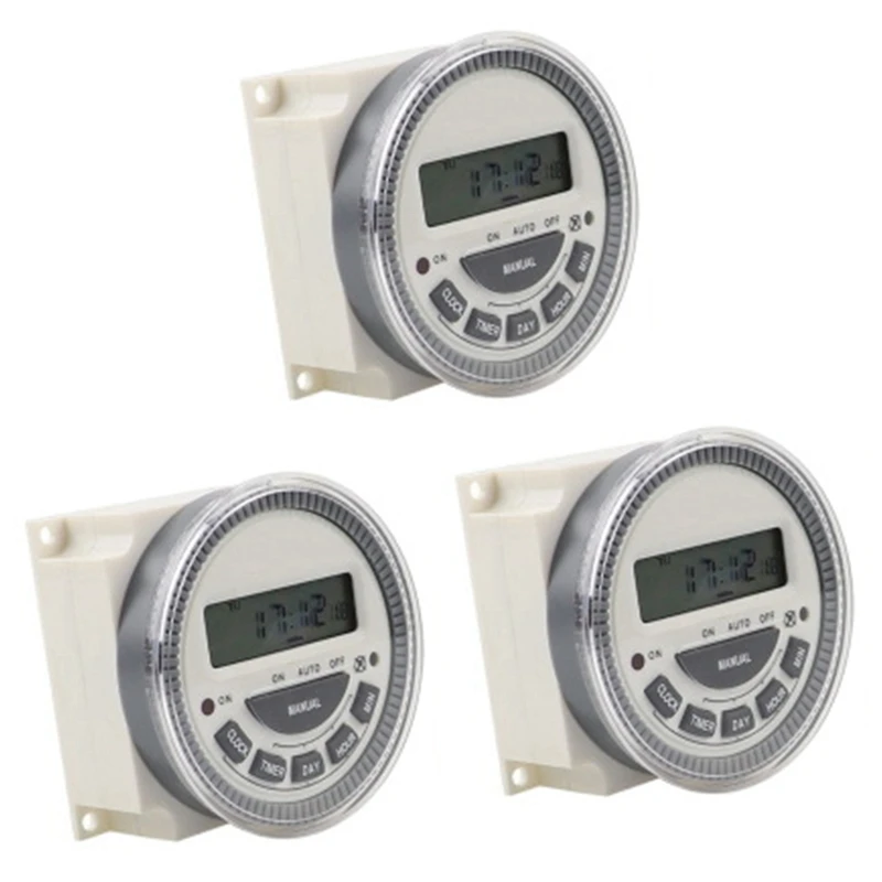 

3X Programmable Timer Switch Relay Digital LCD Power Weekly CN304A AC 220V 5 Pin