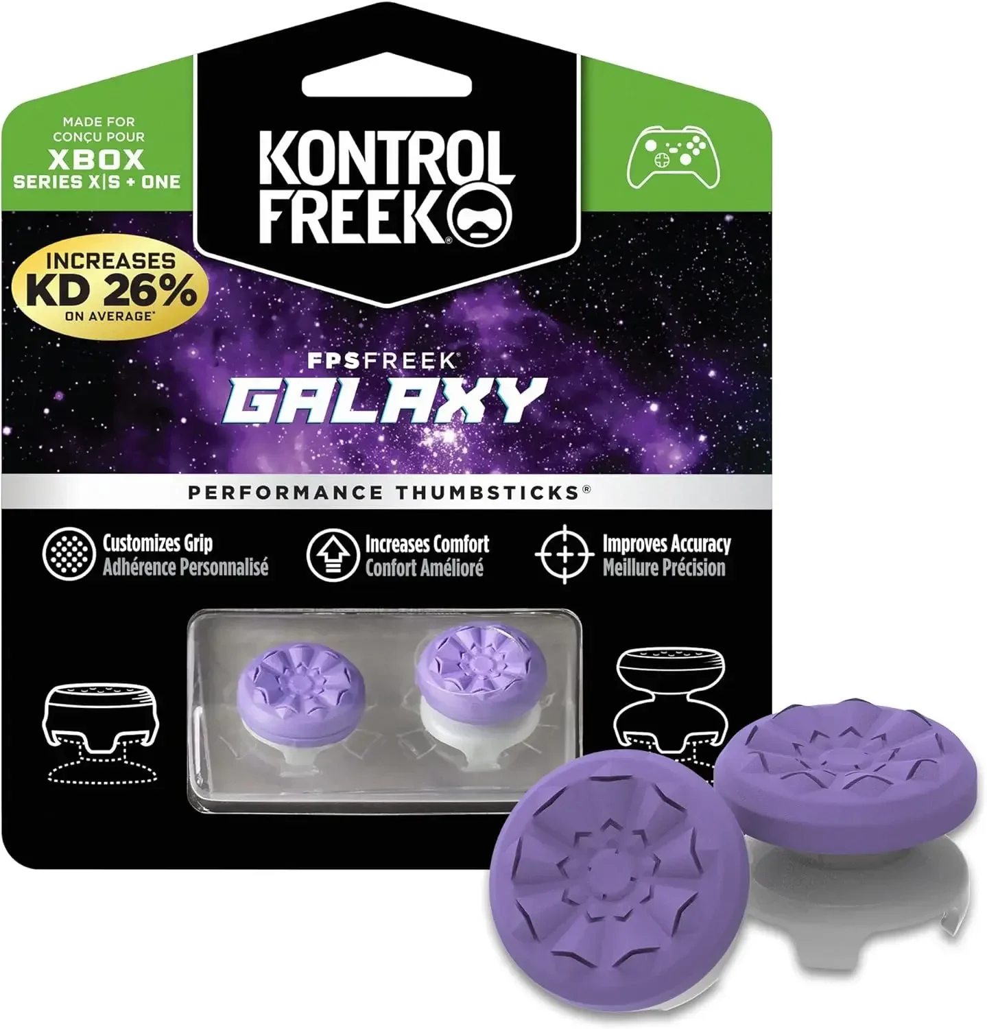 Фиолетовый геймпад KontrolFreek FPS Freek Galaxy для Xbox One и Series X 2 аналоговые палочки