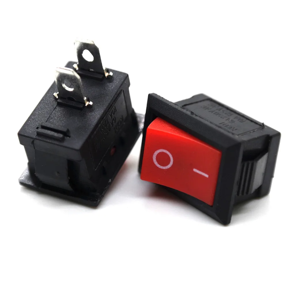 

Переключатель KCD1 21x15 мм красный 6A 250V