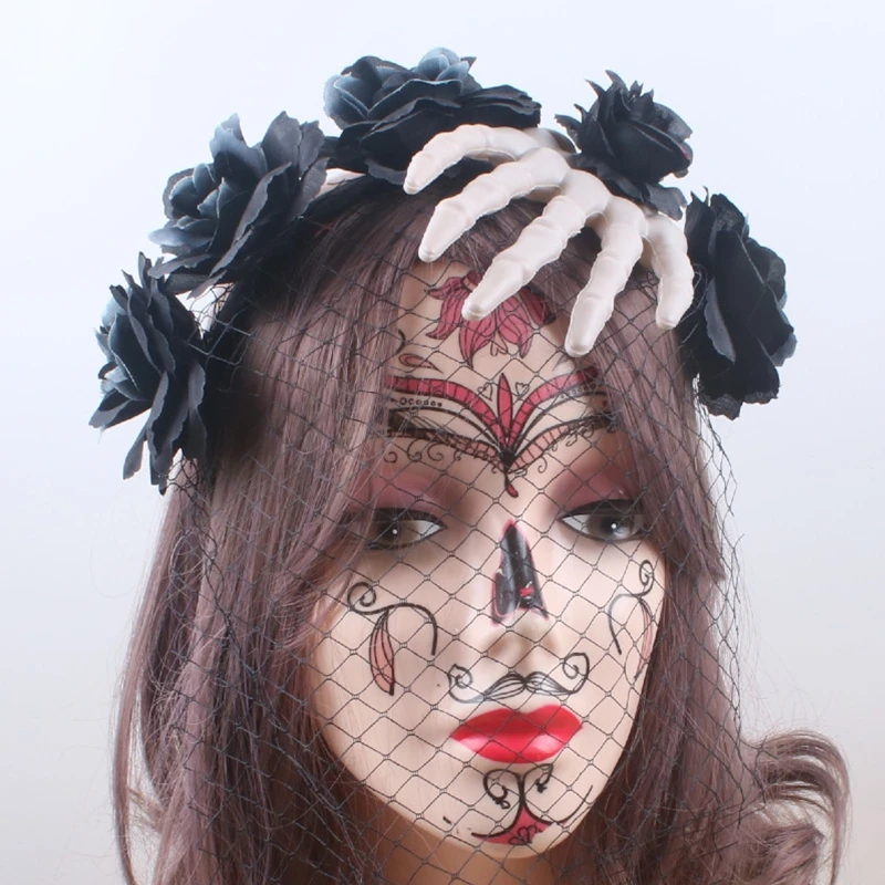 

Cosplay Skeleton Rose Shape Headband Creative Halloween Party Hair Decor DXAA