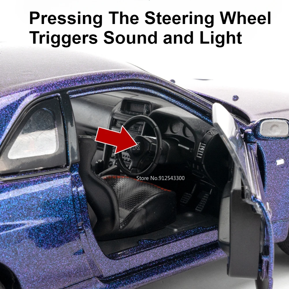 Масштаб 1:24 Nissan GTR-R34 модель уличного автомобиля игрушка литая под давлением