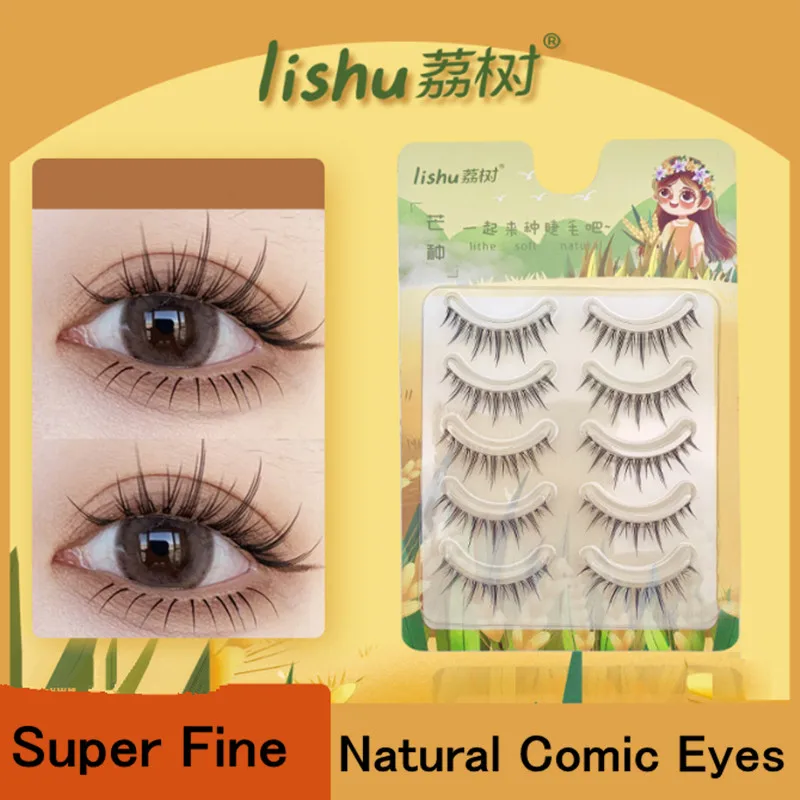 

Lishu 5 пар Новинка натуральные ресницы манга мягкие многоразовые толстые накладные ресницы Косплей комикс ежедневное свидание Макияж ресницы Wispy