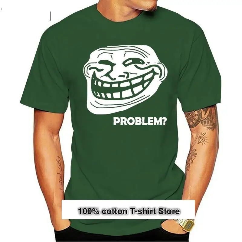 

Camiseta negra con eslogan de TROLLFACE FACE y trol para hombre, divertida camiseta