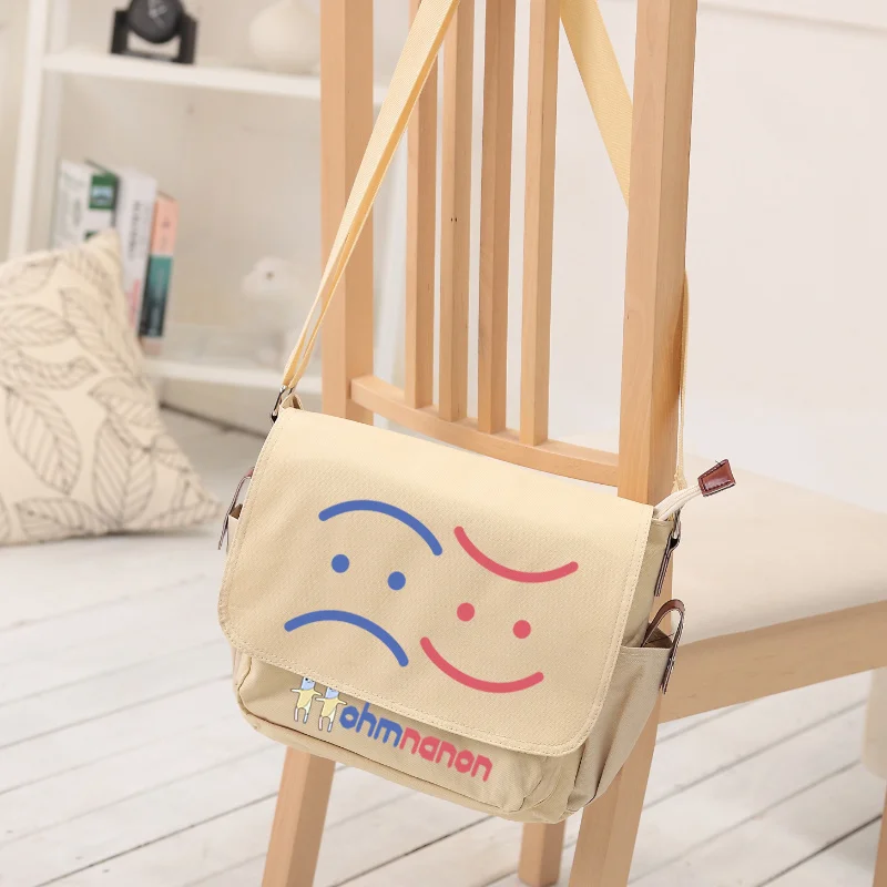 New Thailand Stars Drama BadBubbySeries OHM NANON PAT PRAN Smiley Cute Cartoon Shoulder Bag Black White Satchel canvas bag | Тематическая