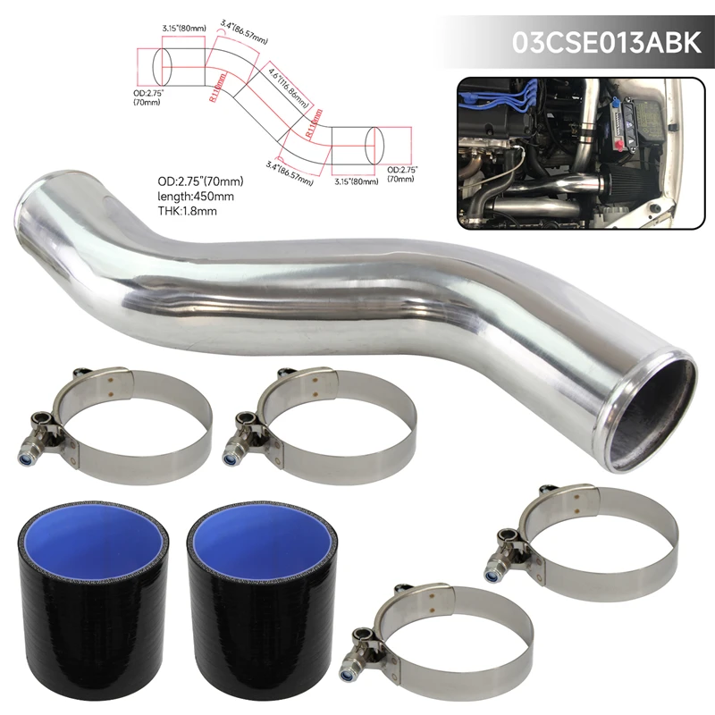 

Диаметр 70 мм, 2,75 дюйма, 40 градусов, Z/S-образная форма, стандартный шланг + силиконовый шланг с T-образными зажимами, черный/синий/красный