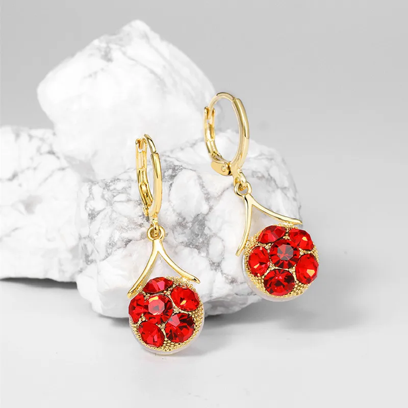 

Женские серьги-подвески с красными цветами, в европейском стиле