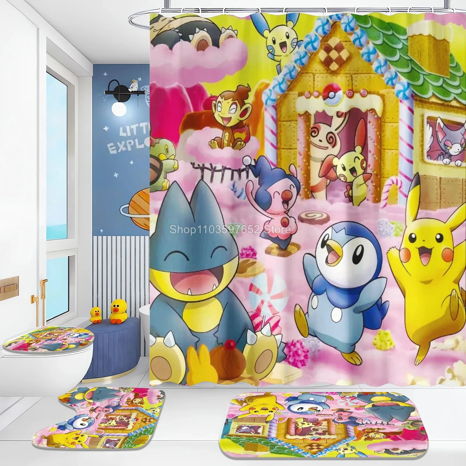 Набор водонепроницаемых Противоскользящих ковриков с изображением покемона