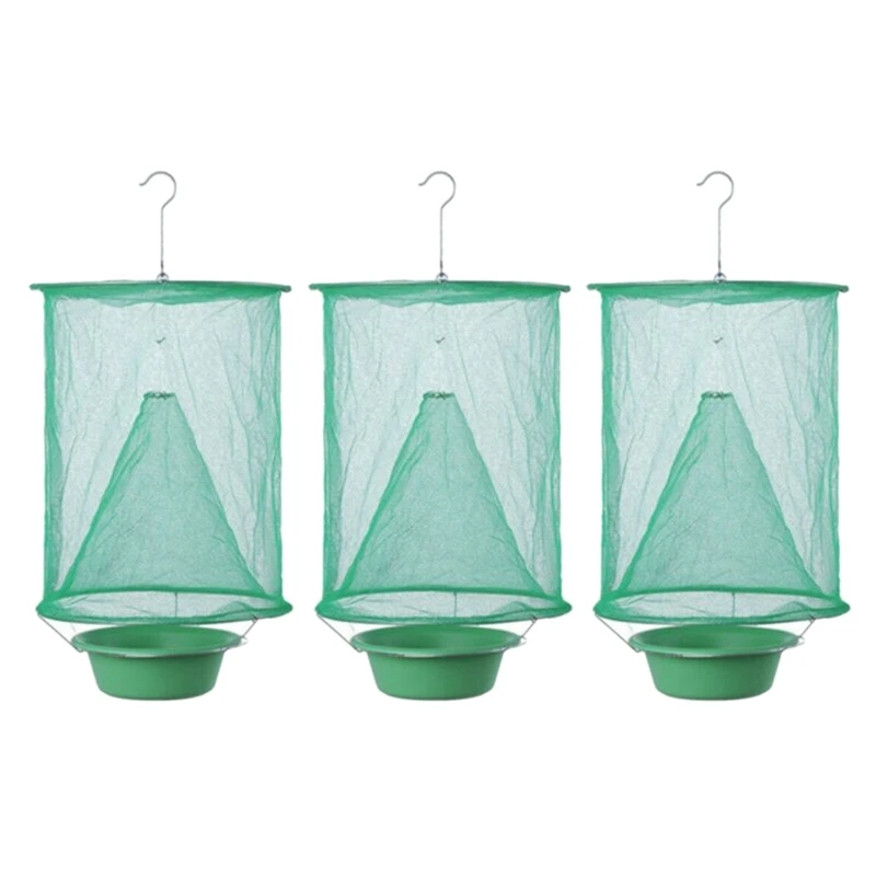 

3X Folding Fly Cage Reusable Flycatcher Flycatcher Hanging Ranch Trap Catcher Flycatcher Effective Capture Suspension