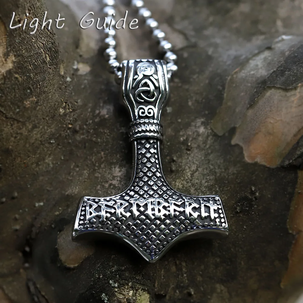 

2022 NEW Men's 316L stainless-steel thor's hammer mjolnir Pendant Necklace for teens punk Amulet jewelry Gift free shipping