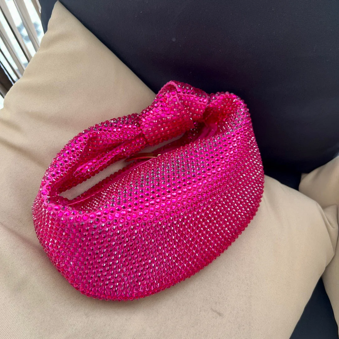 

Luxury Designer Knotted Crsytal Rhinestone Diamond Cloud Bag Women's Handbag Bling Shiny Evening Bag Dinner Party Clutch Purse
