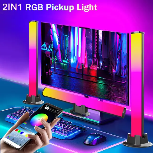 Smart RGB Symphony Sound Control LED Light Music Rhythm Ambient Pickup Lamp With App Control For TV Compute Gaming Desktop Decor