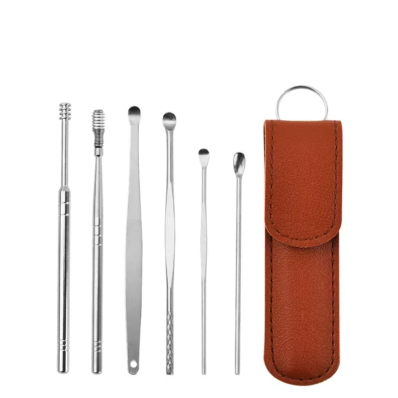 

6PCS Ear Cleaner Wax Removal Tool Earpick Sticks Earwax Remover Curette Ear Pick Cleaning Ear Cleanser Spoon Health Care Earpick