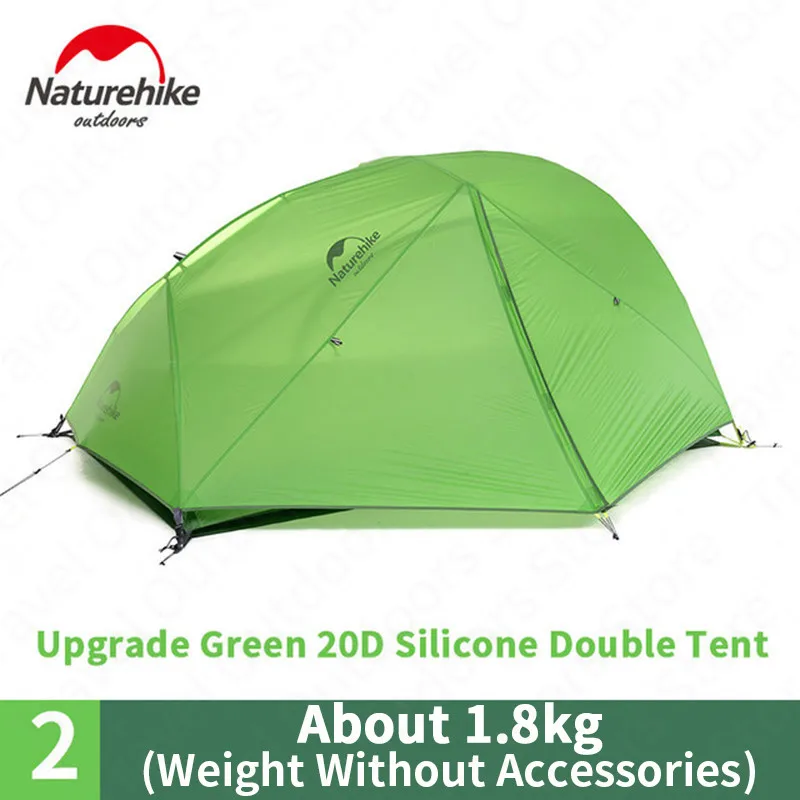 

Naturehike 2 Person Ultralight Tent Upgraded Star River Camping Tent 20D Silicone With Snow Skirt Tent With Free Mat NH17T012-T