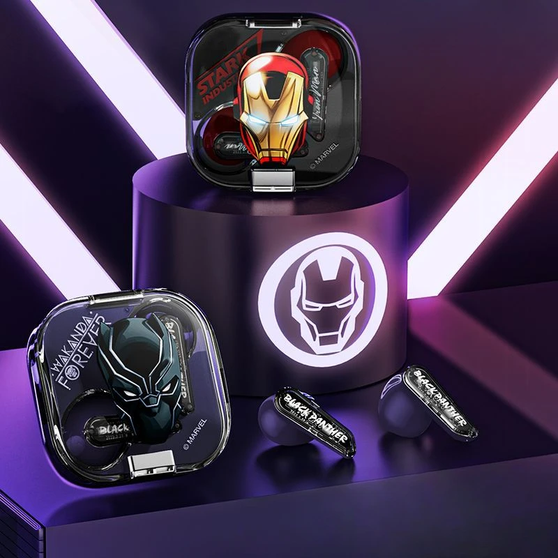 

Новая Изысканная простая аниме Bluetooth гарнитура Marvel Железный человек Капитан Америка Черная пантера Персонализированная творческая искусственная