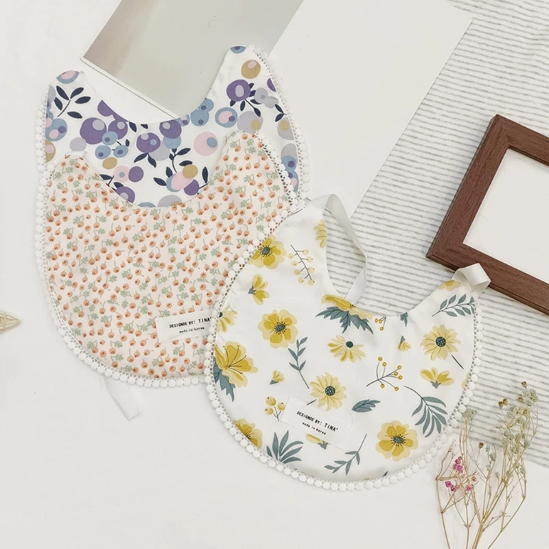 

Детский Слюнявчик с кисточками, цветочное винтажное двухстороннее нагрудник для новорожденных, реквизит для мальчиков и девочек, бандана, Сельский костюм, слюнявчик