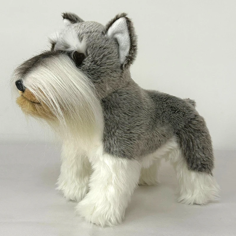 

Cute Schnauzer Stuffed Animal Grey Dog Plush Toy With Lifelike Standing Posture and Long Beard Room Decoration For Kid Accompany