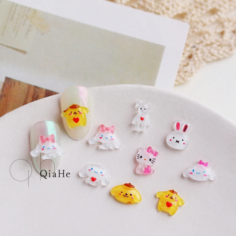 

10Pcs Hello Kittys DIY Nail Art Accessories Sanrio Cinnamoroll Kawaii Girls Cute Manicure Doll Decorations Toy Christmas Gifts