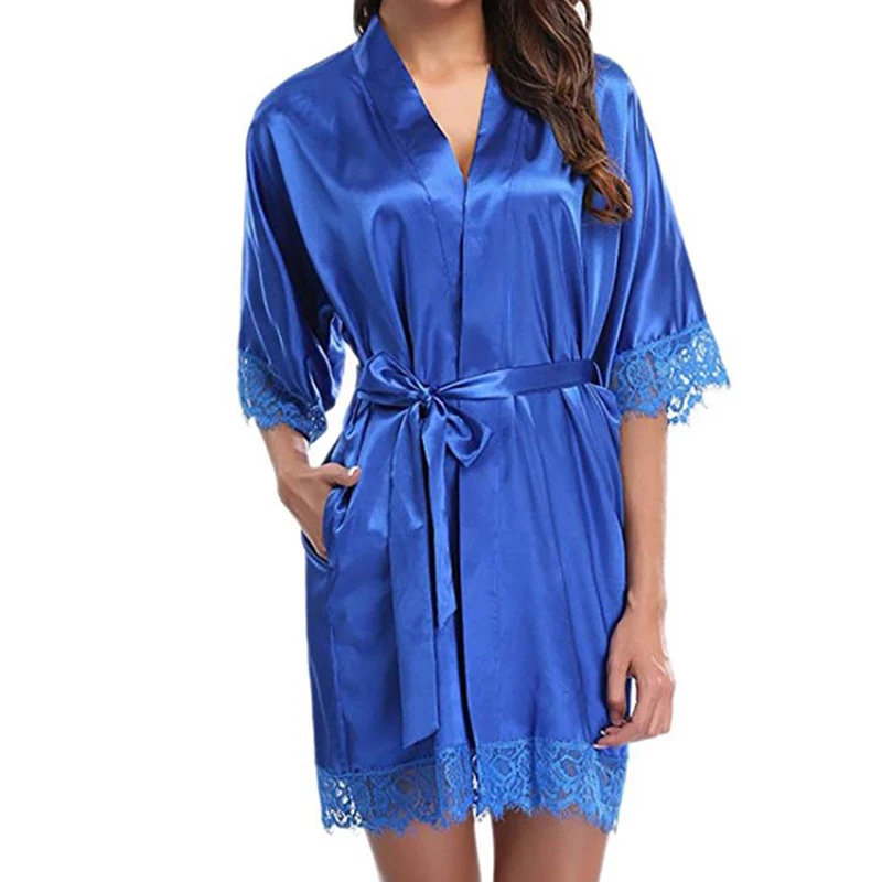

Sexy Womens Ladies Bride Robes Kimono Robe Satin Silk Lace Night Wear Gown Sleepwear Fashion Bath night Robe