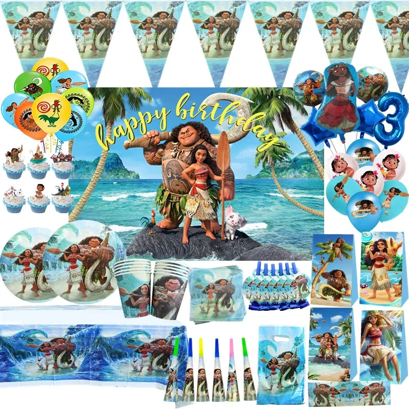 Девичье украшение для дня рождения Disney Moana набор одноразовой посуды бумажные
