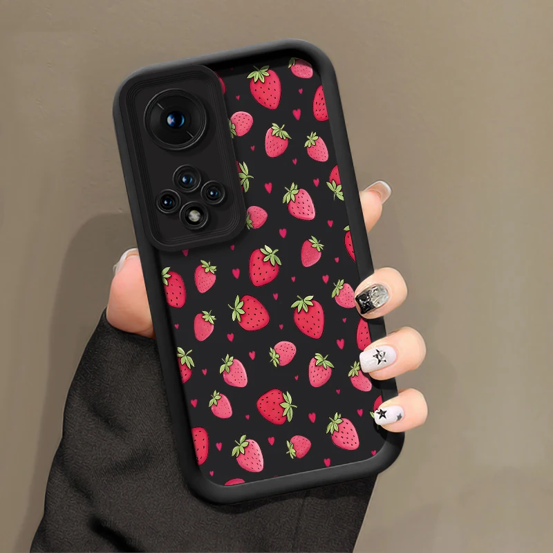 Фото Чехол для телефона с клубничным принтом для Huawei Honor 600 Lite 400 Smart 300 Pro 200 90 Lite 70 50 SE, мягкий силиконовый матовый противоударный чехол №4