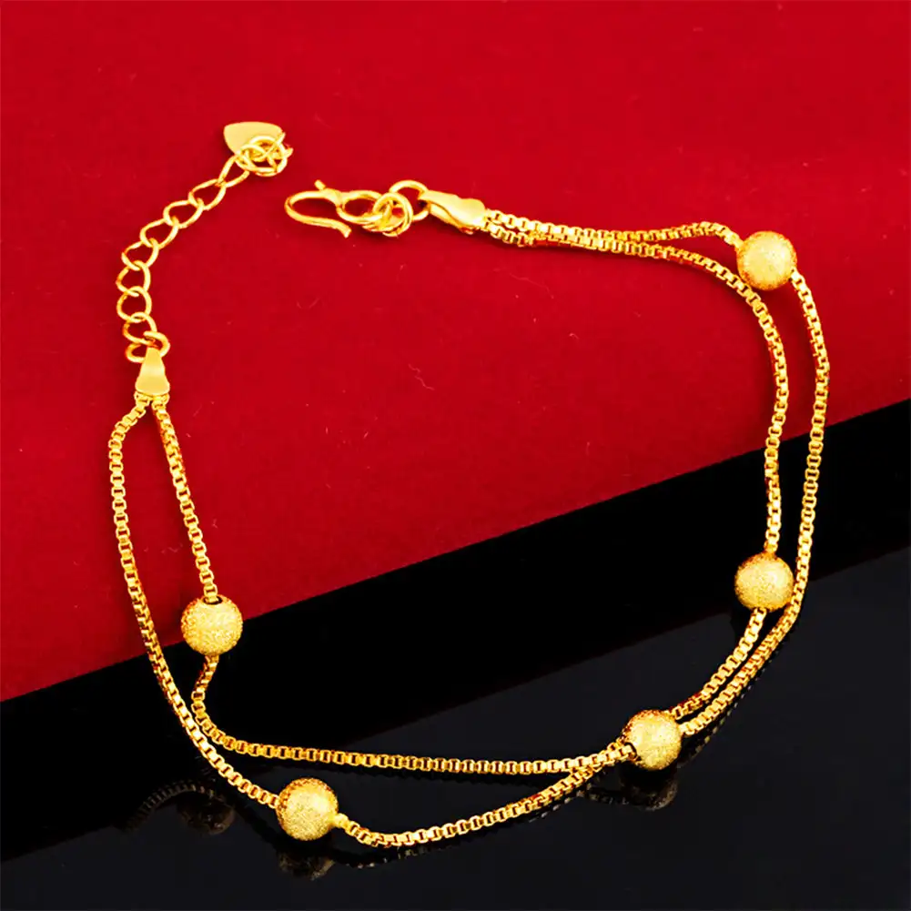 Модный золотистый матовый двухниточный песочный золотой браслет в стиле панк