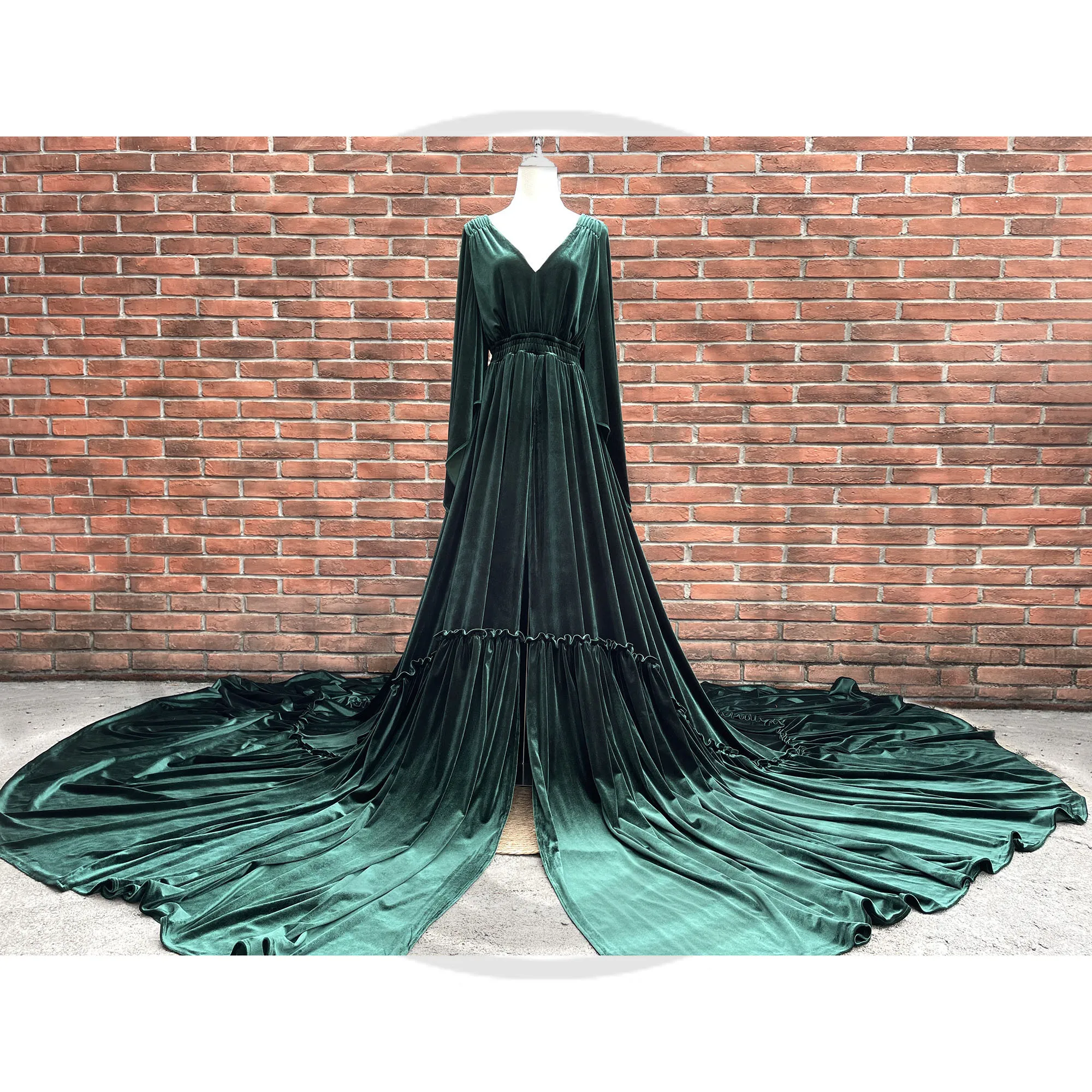 Christmas Photo Shoot Maternity Dress Pregnant Velvet Gown Evening Party Robe for Woman Photography Prop Baby Shower Costume enlarge
