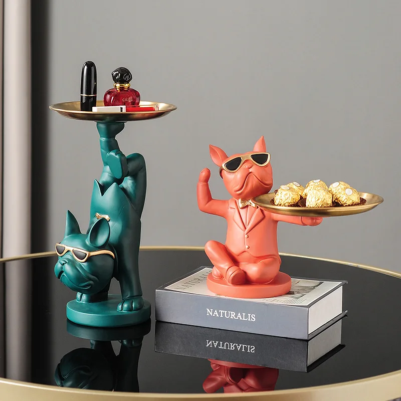 

Nordic French Bulldog Key Storage Ornaments Living Room Coffee Table Candy Snack Tray Decorations decorations for home