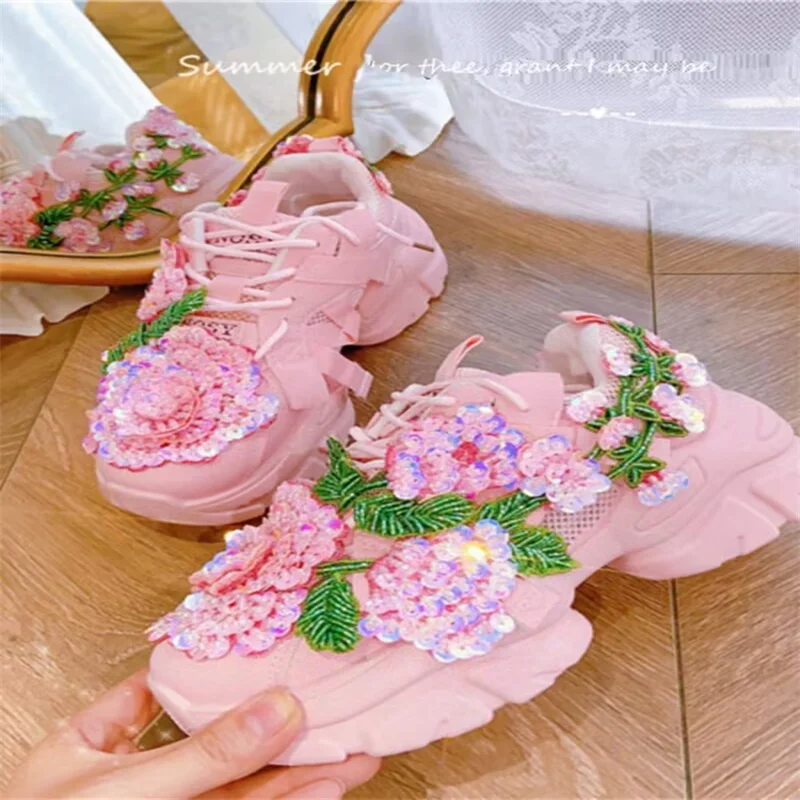 

Повседневная Спортивная обувь на толстой подошве, с блестками, Размеры 35-39